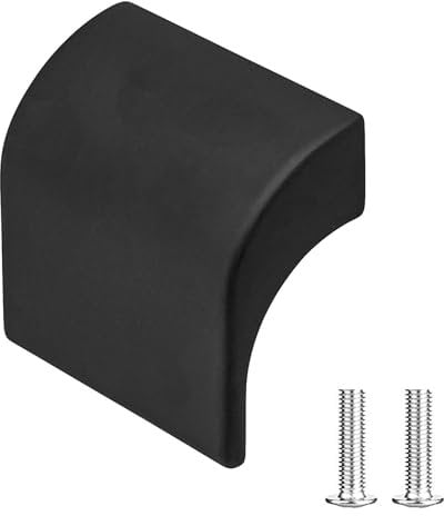 Decoranddecor Amory Curved Square Knob Pull Handle for Cupboard Cabinet - Zinc 32mm Hole Centre (Matt Black, 1 Pack)