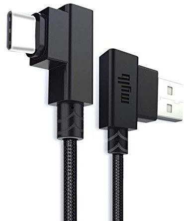 USB C Cable 0.2m short cable,MYLB Nylon Braided Right Angle 90 Degree USB C 5V/ 5A Super fast Charging and Data Sync Cable (0.2m/8 inch, Black)