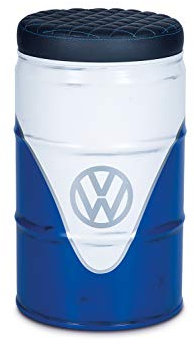 BRISA VW Collection - Volkswagen Vintage Ölfass-Möbel-Party-Hocker-Sitz-Bar-Stuhl im T1 Bus Design (Bus Front/Weiß & Blau)
