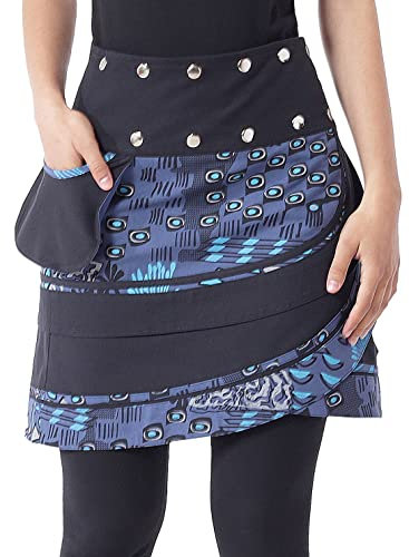 PUREWONDER Wickelrock Minirock aus Baumwolle Rock sk196 Blau