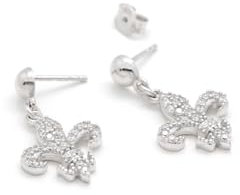 TALISMAN JEWELRY Boucles d'oreilles fleur de lys en argent et zircons blancs Argenté, Blanc