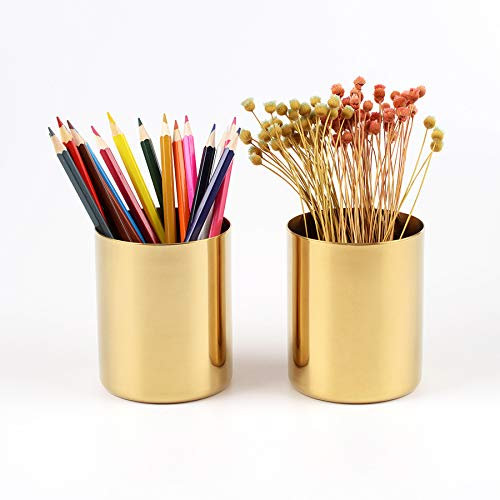 Liseng 10 * 8cm Gold Blumenvase Stifthalter Desktop Lagerbehaelter fuer Haus Buero - Zylinder
