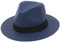 EOZY Men's Summer Straw Panama Hat Wide Brim Fedora Sun Hat Beach Panama Straw Cap Navy