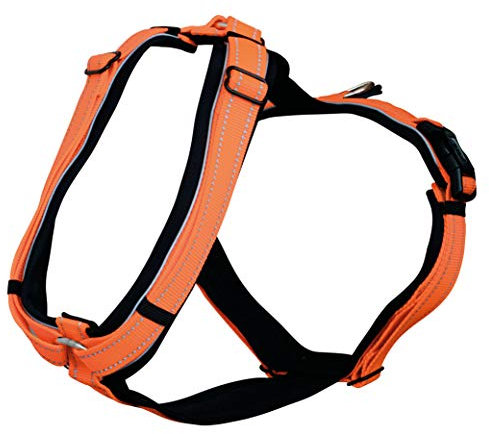 Sprenger Y-Geschirr reflektierend I gepolstert mit weichem strapazierfähigen Neopren I fellschonend und ergonomisch angepasst | neon orange, XL