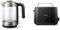 Philips HD9339/80 Glas Wasserkocher, 1,7 Liter (LED-Beleuchtung, Trockenlaufschutz, herausnehmbarer Mikro-Sieb-Filter) & HD2581/90 Toaster, integrierter Brötchenaufsatz, 8 Bräunungsstufen, schwarz