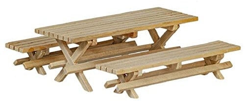 Puppenhaus Picknick Tisch und Bank aus Holz, Holz, Miniatur-Gartenmöbel