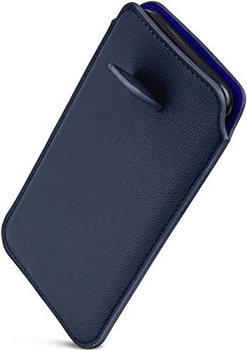 ONEFLOW Liberty Case für iPhone 13 Pro Handy Einsteckhülle mit Rückzugfunktion, PU Leder Handytasche, Schutzhülle mit Lasche, Sleeve Etui Hülle zum Einstecken, Blau
