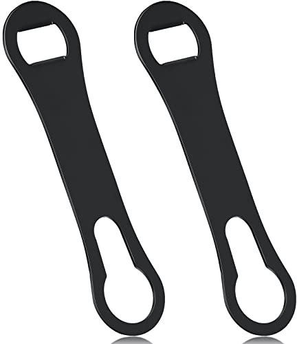 2 Pack Bottle Opener and Pour Spout Remover Flat Metal Bar Speed Key Opener Stainless Steel Dog Bone Wine Bottle Opener for Bartenders Home Kitchen (Black)