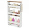 COSTWAY Chariot de Rangement 13 cm à roulettes, Desserte de Cuisine Etroit à 4 Niveaux avec Poignée Latérale et Roues Universelles avec Freins, Design Étroit pour Petit Espace (Blanc)
