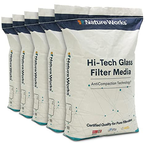 Nature Works Hi-Tech Filterglas für Pool Filteranlagen, Sandfilteranlage, von 100% reinem Flachglas, umweltschonend, Körnung 0,6 bis 1,0 mm (100 kg)