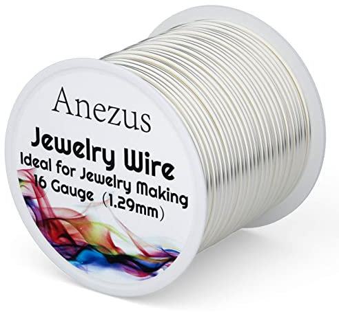 Anezus 16 Gauge Jewelry Wire, Silver Craft Wire Tarnish Resistant Copper Wire for Jewelry Making, Wire Wrapping and Crafting