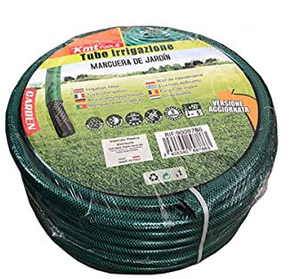 Tubo Irrigazione Retinato 1/2'' 12,5mm, Tubo Acqua Giardino, 3 Strati Colore Nero Verde (25M)