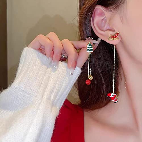 Christmas Tree Santa Drop Dangle Earrings for Women - Holiday Jewelry