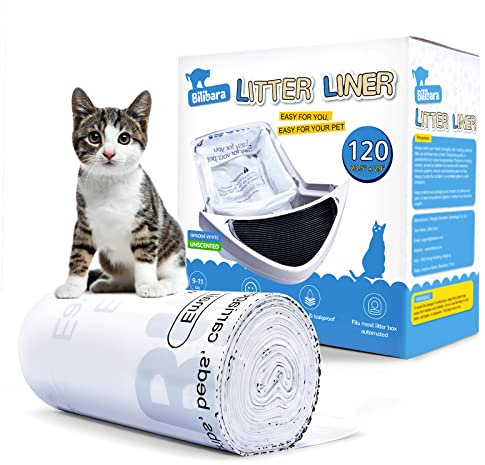 Bilibara Litter Box Liner Compatible with Litter Bag Robot 4, 120 Pack - Durable Cat Litter Bags, Extra Thick Waste Bags for Self-Cleaning Cat Litter Box, Automated Waste Drawer Liners, 9-11 Gallons