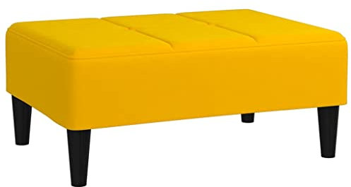 Makastle Gepolsterter Sitzfläche Sitzhocker Rechteckiger, Pouf Sitzpuff Schemel Hocker Sitzbank Polsterhocker Fußbank Fußhocker für Wohnzimmer, Schlafzimmer, Diele, Gelb 78x56x32 cm Samt
