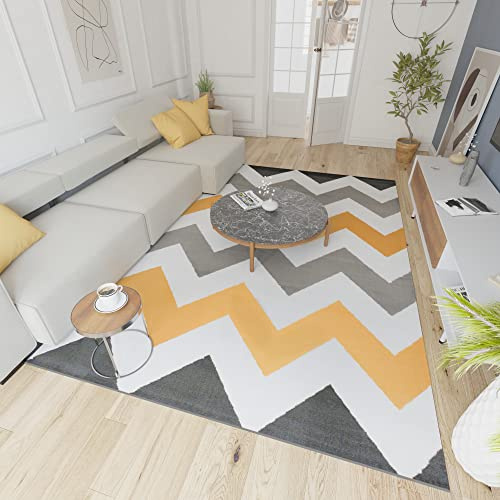 Mazovia Groß Teppich Wohnzimmer 200x250cm Anthrazit Grau Fischgrät Weich | Teppich für Schlafzimmer Büro Esszimmer Pflegeleicht Fußbodenheizungsgeeignet Reinigungsmittelbeständig Kurzflor Synthetisch