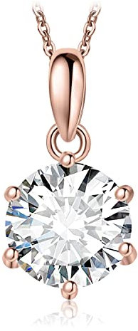JewelryPalace 1.5ct Collana Solitario Donna Argento 925 con Creato Moissanite, Collana Ciondolo Pietra a Taglio Rotondo con Catena Maglia 45cm, Collane Pendenti in Oro Rosa Set Gioielli Donna