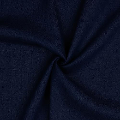 Leinen Stoff Meterware Uni 40 farben 100% Leinenstoff Naturstoff OEKO-TEX 140cm Breite (004 I Navy)