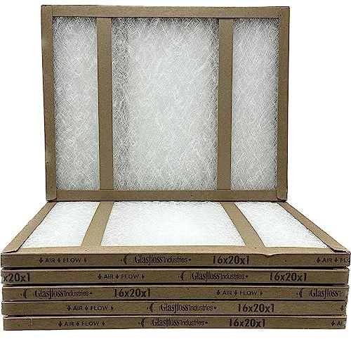 16x20x1 Glasfloss Fiberglass Air Filter, Double Strut, GDS Series, Made in USA, Actual Size: 15 5/8 x 19 5/8 x 3/4 (Box of 6)