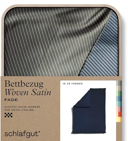 schlafgut Woven Fade Satin Bettwäsche 135x200cm gestreift Bettdecke Bezug einzeln, Blue Fade in Hotelqualität mit 100% Baumwolle | Bettbezug, Deckenbezug, Blau gestreift, Satin, 100% Baumwolle, Hotelqualität, OEKO-TEX