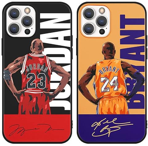 nurkorki [2 Stück Handyhülle für iPhone 15 Pro Hülle 6,1,Basketball Player Star 23 24 Muster Weich Premium TPU Silikon Case Stoßfest Cover Schutzhülle Design Cool für Junge Mann Fan Freund Geschenk
