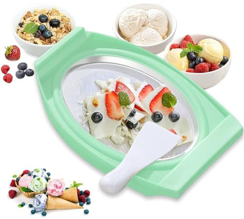 Placa de hielo para hacer hielo, máquina de helado enrollada con espátulas, producción rápida DIY Handcraft Rolleismaschiene placa para gelato, sorbet, yogurt congelado, etc