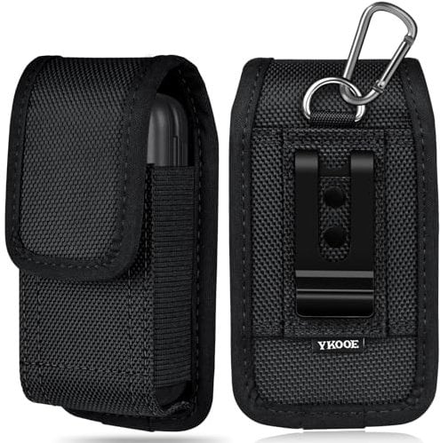 ykooe Flip Phone Pouch Holsters Belt Clip Compatible with Nokia 2660 2720 2760, Tokvia T201 T221 T288, F20 CF241 C10 Ttfone TT750 TT970 TT950 TT140 Ukuu F200 Uleway, (Black)