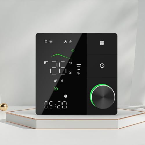 for Smart Immersion Heater Timer Switch, WiFi Smart Life App Control Programmable Thermostat with Knob and Voice Remote Control(Black)