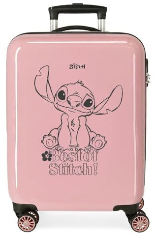 Disney Stitch Valise pour Enfant, Valise de Cabine, valises Moyennes, Set de valises rigides ABS Fermeture à Combinaison latérale 28,4 l 2 kg 4 Roues Doubles Bagage Main de Joumma Bags, Rose, Talla