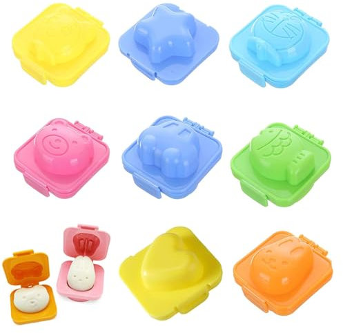 8 Stück Eierformer für Gekochte Eier - Niedlich Onigiri Maker, 3D Cartoon Gekochte Ei Mold, DIY Onigiri Sushi Gekochte Zubehör