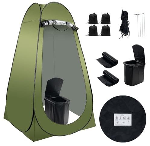G2 GO2GETHER Tragbares Camping-Toiletten-Set für Erwachsene, Pop-Up-Sichtschutzzelt, XL, faltbares Toiletten-Töpfchen mit Campingzelt, Outdoor-Instant-Duschzelt, Camping-WC, Umkleidezimmer (grün)