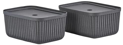 Zone Denmark Pulp Aufbewahrungsboxen mit Deckel – Boxen Aufbewahrung – Stabile Kisten aus 100% Recyclingmaterialien – 2 Stück – 32 x 23 x 15 cm – Schwarz
