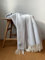 JOWOLLINA Wolldecke Plaid mit Fransen 100% Merinowolle (Herringbone Eisgrau, 130x180 cm)