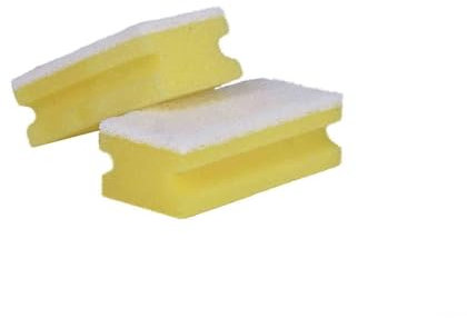 Non-Scratch Finger Gripped Sponge Scourer Yellow and White 13x7x4 cm - Pack of 10
