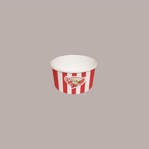Lucgel Coppetta Bicchiere per Gelato in Carta Baby 60cc - Grafica Fruits&Stripes Rosso, 100% Riciclabile - 250 pz -
