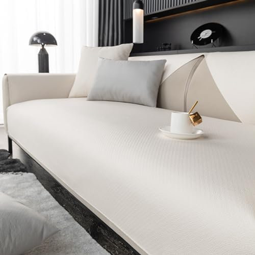 ZCXRYFL Sofabezug FüR L/U-Form Ecksofa 1 2 3 4 Sitzer-rutschfest-Sofa üBerwurf Decke Wasserdichter Couch üBerzug FüR Leder/Holz/Stoff Sofa Cat Kratzfeste Sofa Decken, Kunstleder(110X240cm,White)
