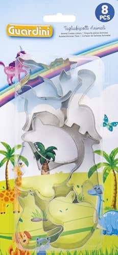 Guardini, Set di 8 tagliabiscotti animali, Ideali per creare varie forme, Banda stagnata