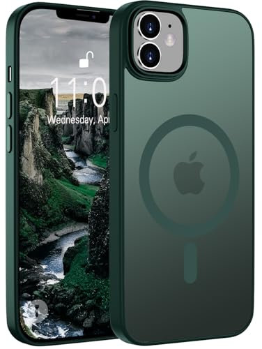 Andwing für iPhone 12/12 Pro Hülle Magnetisch [Kompatibel mit MagSafe] Matt Anti-Fingerprint Schutzhülle – Stoßfest Militärstandard (MIL-STD-810G), rutschfest für iPhone 12/12 Pro-Grün