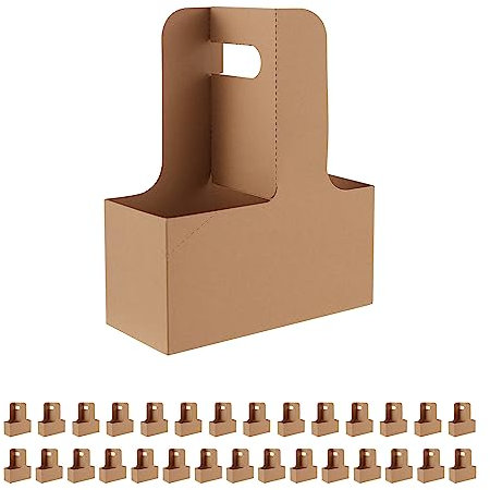 PKGMAGIC 30 Porte-boissons avec Poignées pour 2 Tasses, Porte-boissons en Carton Kraft Porte-gobelet à café à Emporter de 12 à 20 oz, pour Porte-gobelets Chaude et Froide, Plats à Emporter