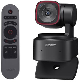 OBSBOT Tiny 2 Lite 4K Webcam & Smart Remote Combo, AI Tracking PTZ Streaming Camera with 1/2 Sensor, Gesture Control, 60 FPS, HDR, Microphones, Web Camera for Desktop Computer, Laptop, Meeting