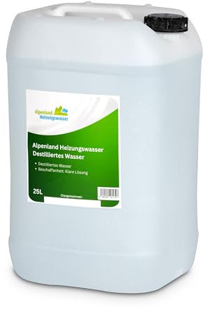 Alpenland Destilliertes Wasser | 25L Kanister | Destilliertes Wasser für medizinische Zwecke, Labor & Aquaristik | Osmosewasser Alternative | Kalkfreies Wasser für Bügeleisen, CPAP-Geräte & Kosmetik