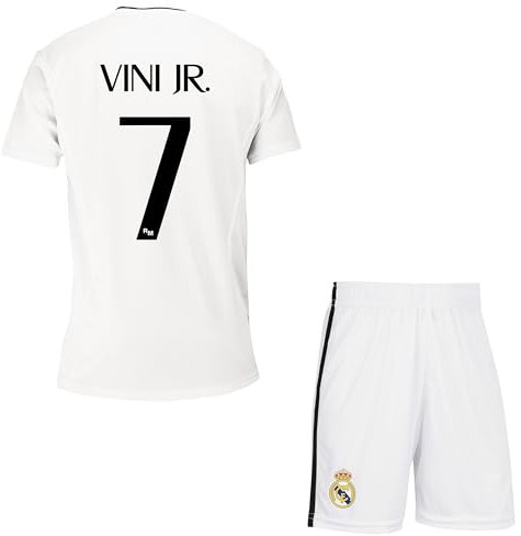 Real Madrid Real Vinicius Junior Football Jersey Set – Official Collection, white, 14 Years