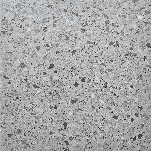 Peel and Stick Floor Tiles Pack of 20 Pieces Covers 20 ft² (1.8m²) Self Adhesive Vinyl Floor Tiles Size 12x12 in (30.5x30.5cm) 1.5mm Thick Waterproof Kitchen Terrazzo Grey Vinyl Flooring