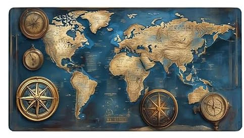 Gaming Tapis de Souris Carte du Monde Tapis de Souris XXL 1600x800X0.3MM Grand Tapis de Souris Rétro Désign Tapis Souris Gaming Accessoire pour Améliore la Précision et la Vitesse pour Gamer, -1410