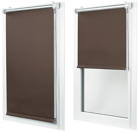 MakoStyl - Verdunklungsrollo Klemmfix ohne Bohren - Braun - 105cm Breit (Stoffbreite) x 230cm Hoch (Fensterhöhe) - 100% Blackout - Thermo Rollo für Fenster - Innenrollo -
