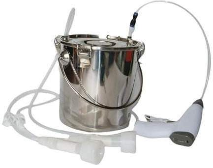 Perfeclan Bomba de aspiración de ordeño de Cabra 5L Bomba de vacío de Plateado Accesorio portátil Recargable Eficiente para Ganado Electric Milker