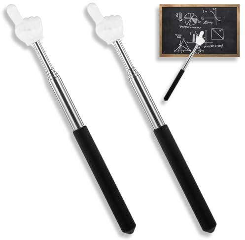 OUDQFCJ 2 Pcs Telescópica Profesores Puntero, Extensible Puntero de Mano Dedo Puntero Palo para el Maestro de jardín de Infantes de Primaria (Negro)