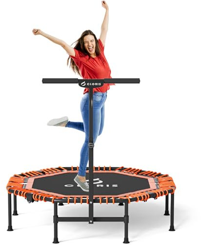 CLORIS 122cm faltbares Fitness-Trampolin – maximale Belastung450bl, Rebounder mit verstellbarem Schaumstoffgriff Indoor/Outdoor, Fitness, Körperübung (Orange)