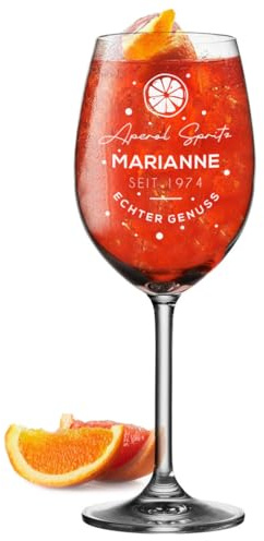 polar-effekt Aperol Spritz Cocktailglas 460 ml mit personalisierter Gravur - Trinkglas für Cocktails, Aperitifs, Säfte und Wasser - langlebig & spülmaschinenfest