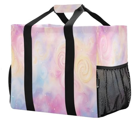 Mnsruu Paesaggio Rosa Astratto Riutilizzabile Borse della spesa Borse della spesa Cucina Viaggio Tote Bag Lavabile Beach Bag